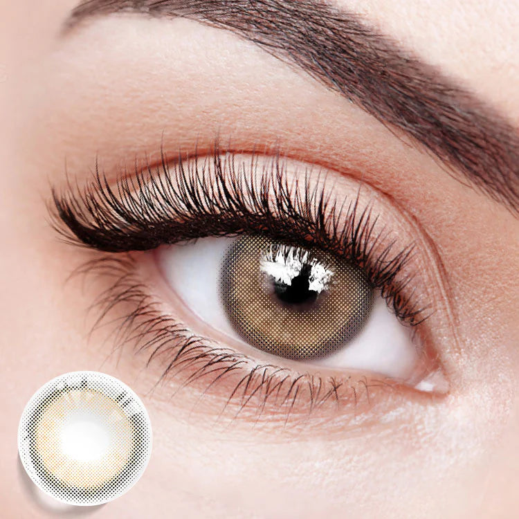 Lentes de contacto de color marrón con forma de corazón